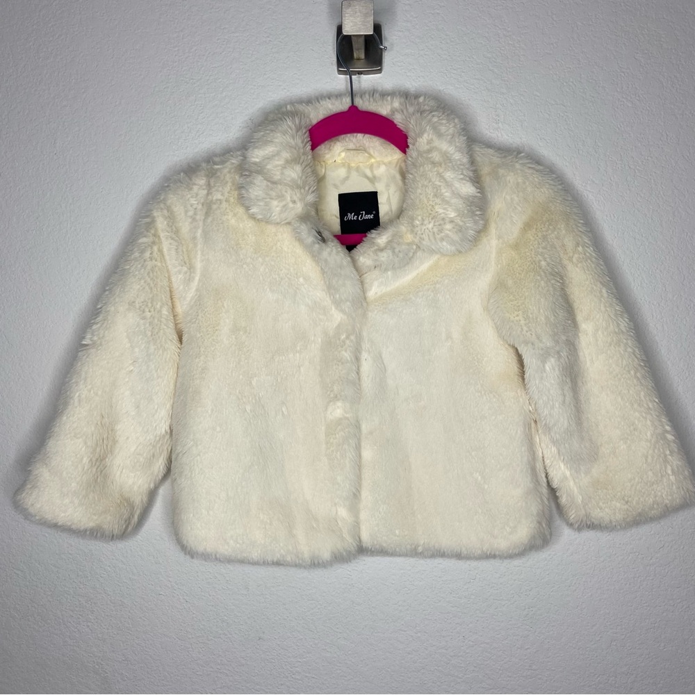 Me Jane Girls White/Off-White Faux Fur Coat Size 4/5